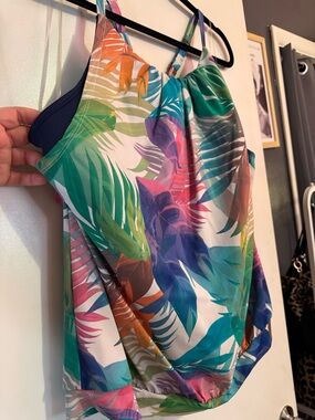 Women’s Tropical Print Swim Tankini Top - Multicolor